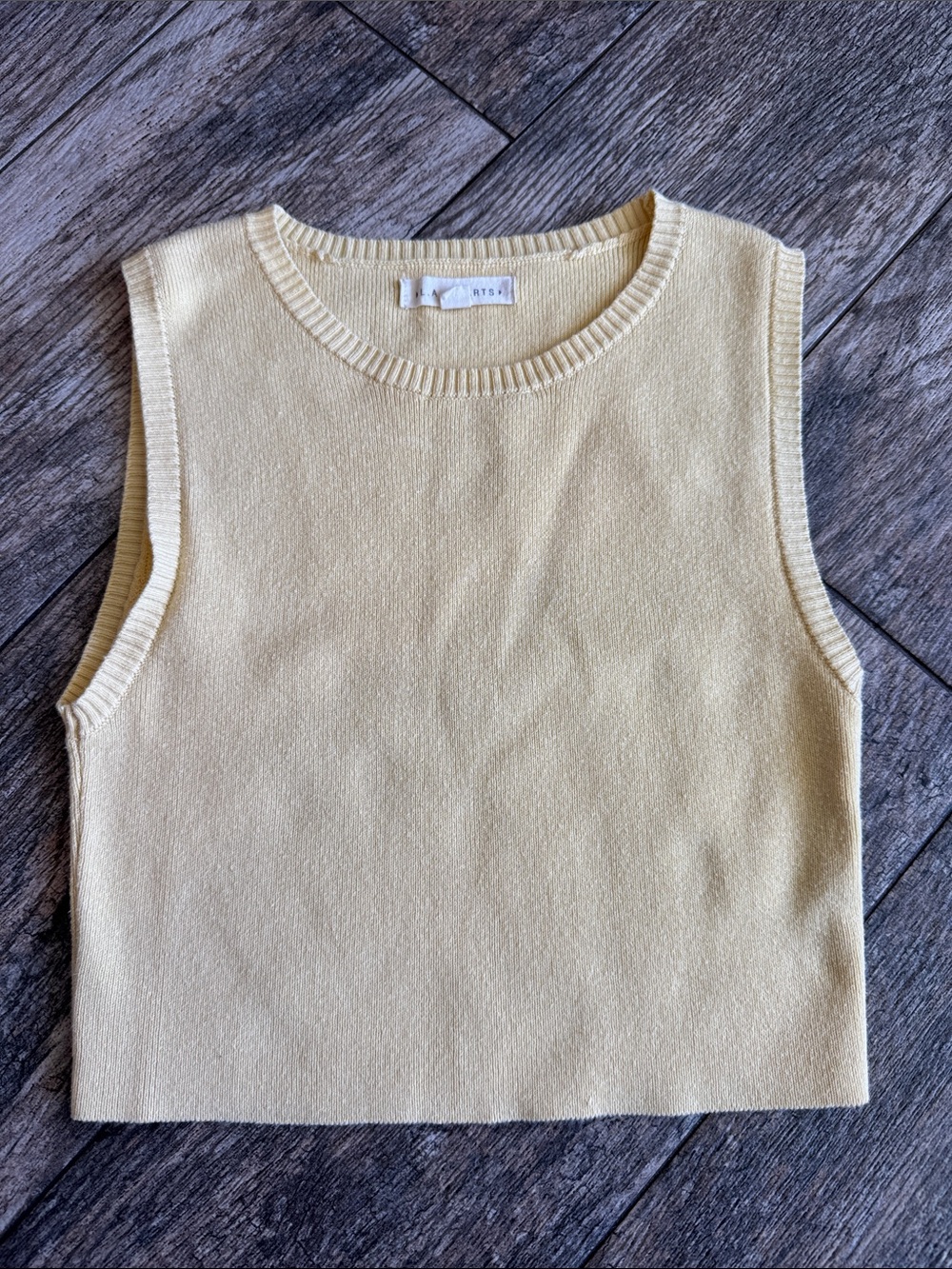La Hearts Pale Yellow Sleeveless Knit Tank